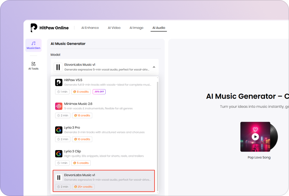 choose elevenlabs music model