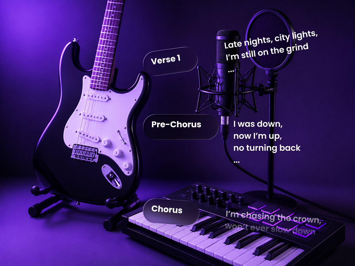 AI music extender for complete songs