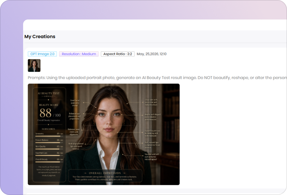 generate ai beauty test