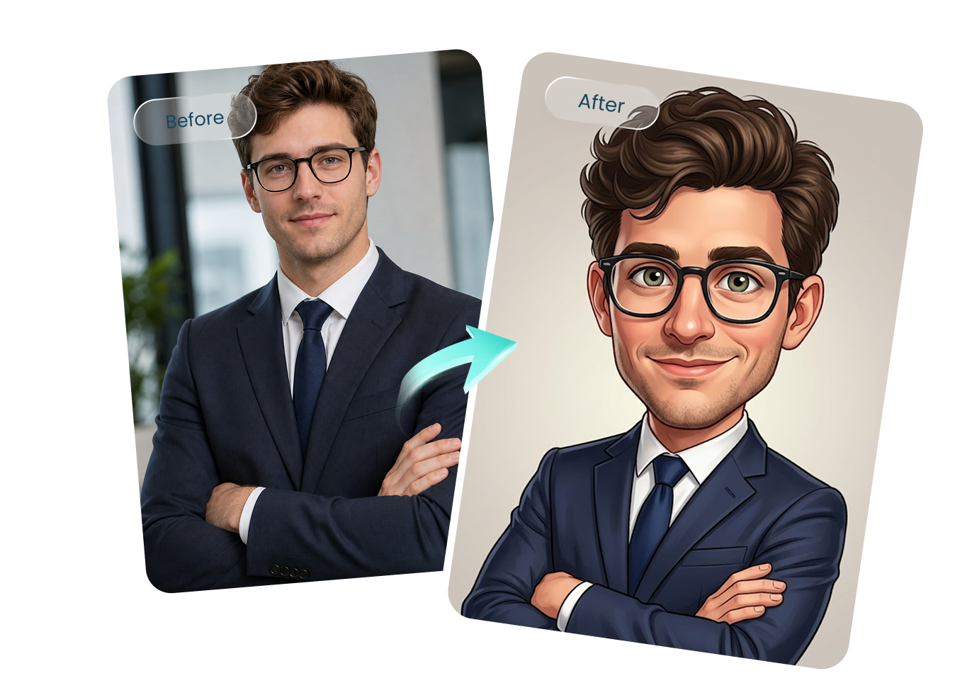 AI caricature generator creating funny and recognizable caricature portraits