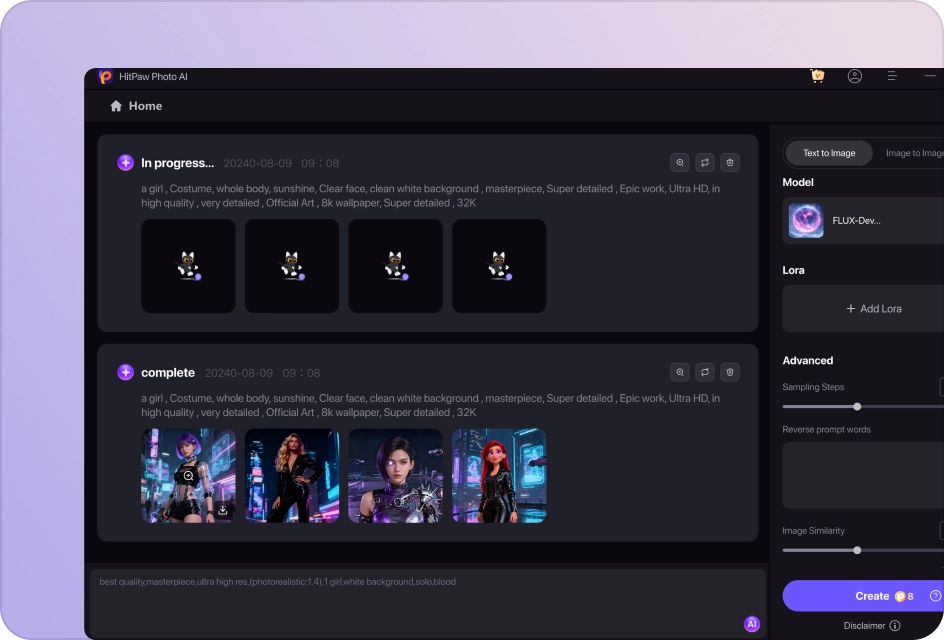 enter prompts to generate ai girl