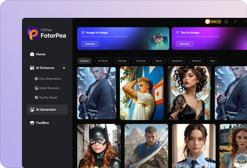 use fotorpea to start generate ai girl