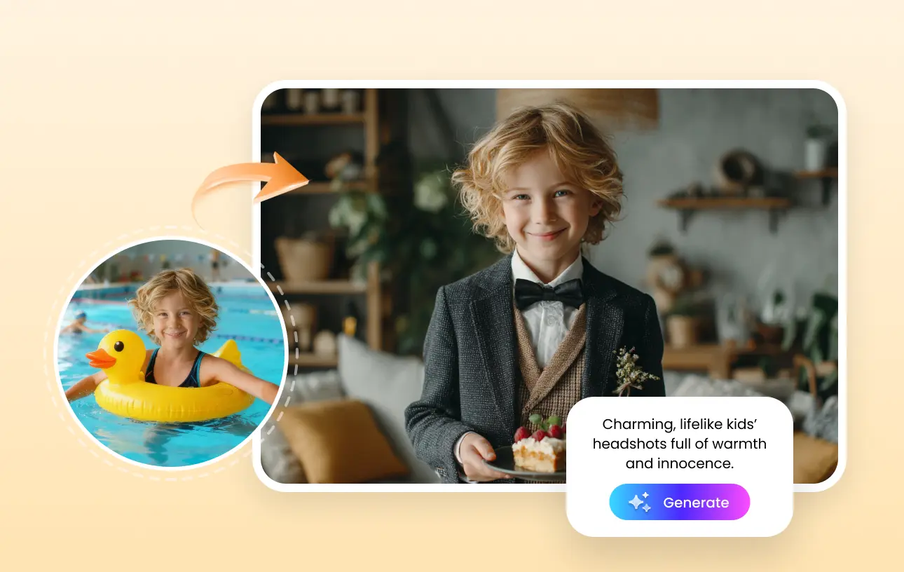Kids headshots with AI for modeling, acting, school photos & portfolios