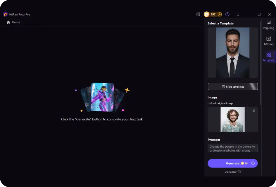 Upload photo, enter prompt to create personalized AI headshots