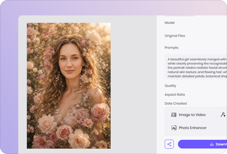 Generate blended AI art and download high-quality results