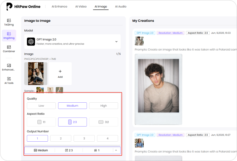 Customize AI Polaroid photo settings and style