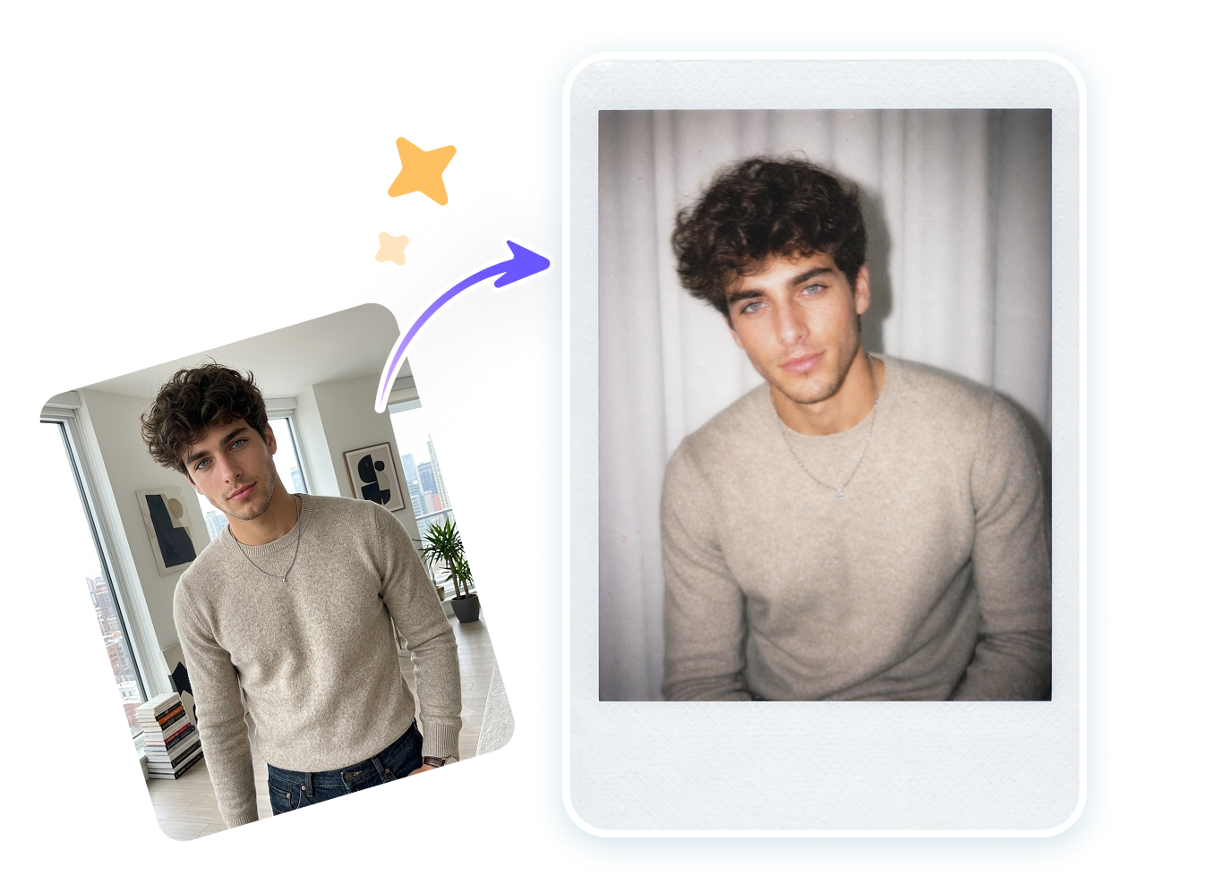 AI Polaroid generator preserving natural facial features and details