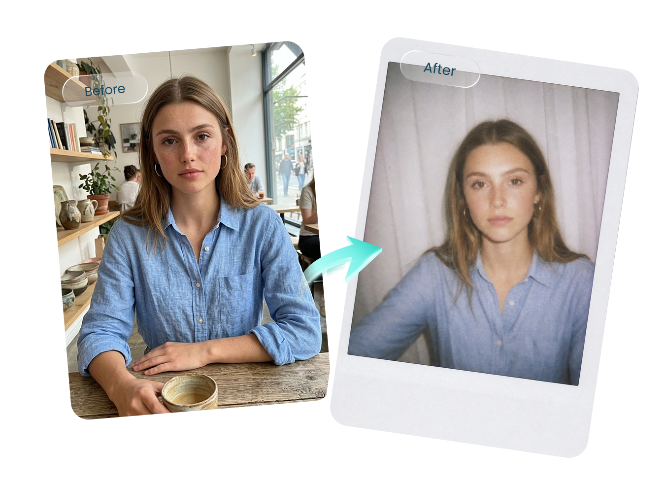 AI Polaroid maker creating realistic vintage instant photo effects