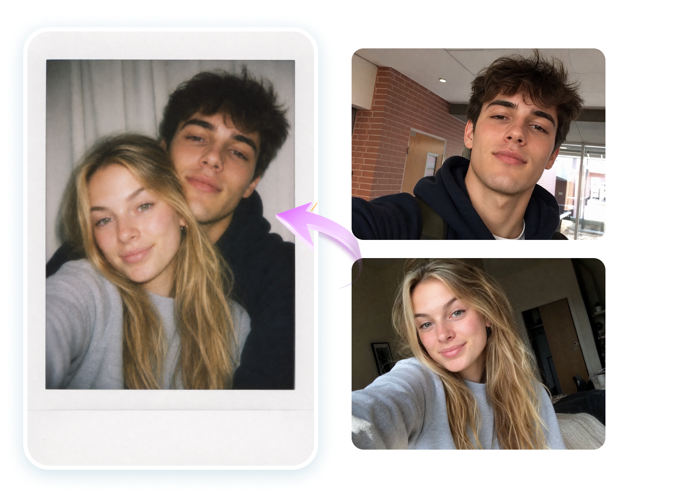 AI Polaroid photo maker for single photos and multi-photo collages