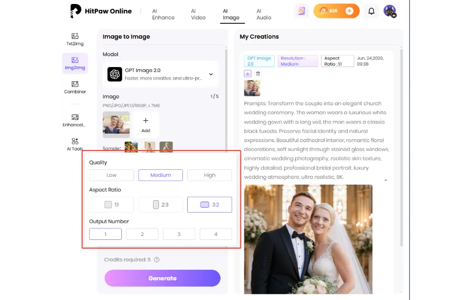 Customize Your AI Wedding Photo Settings