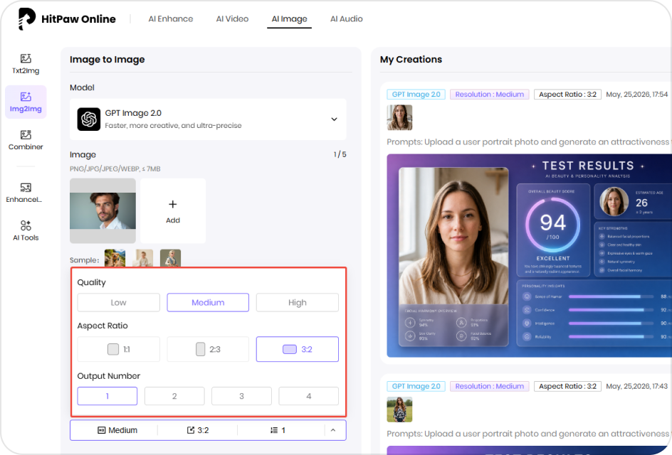 adjust AI attractiveness test settings
