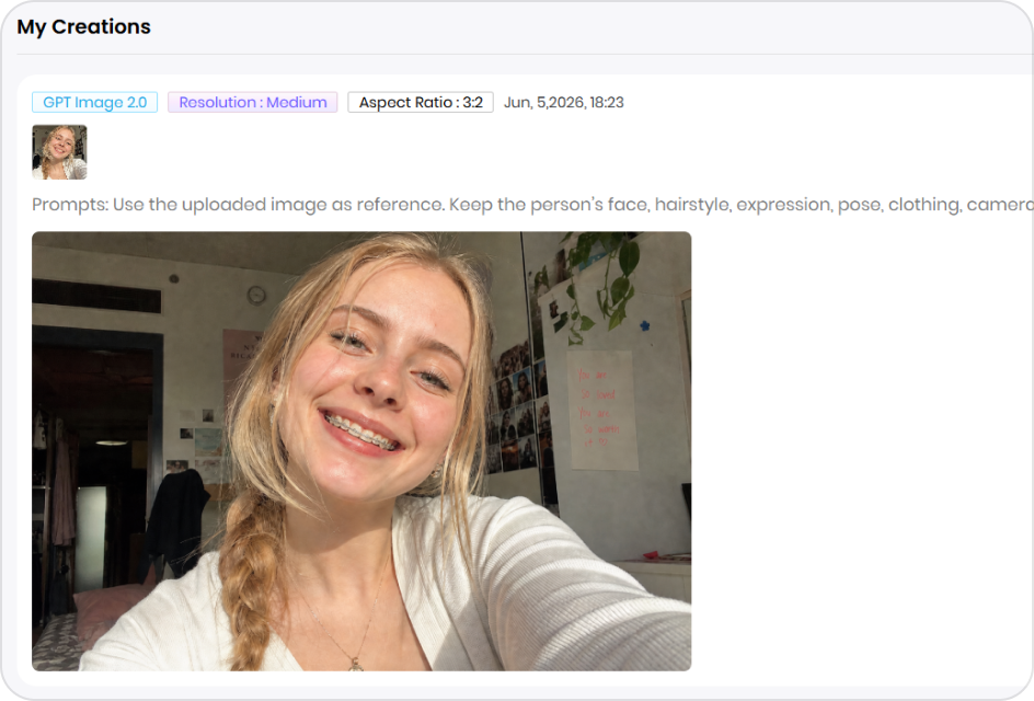Generate and download realistic braces photos with the AI braces filter