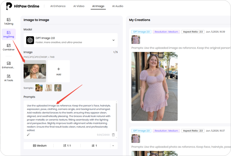 Upload a clear smile photo to use the AI braces filter
