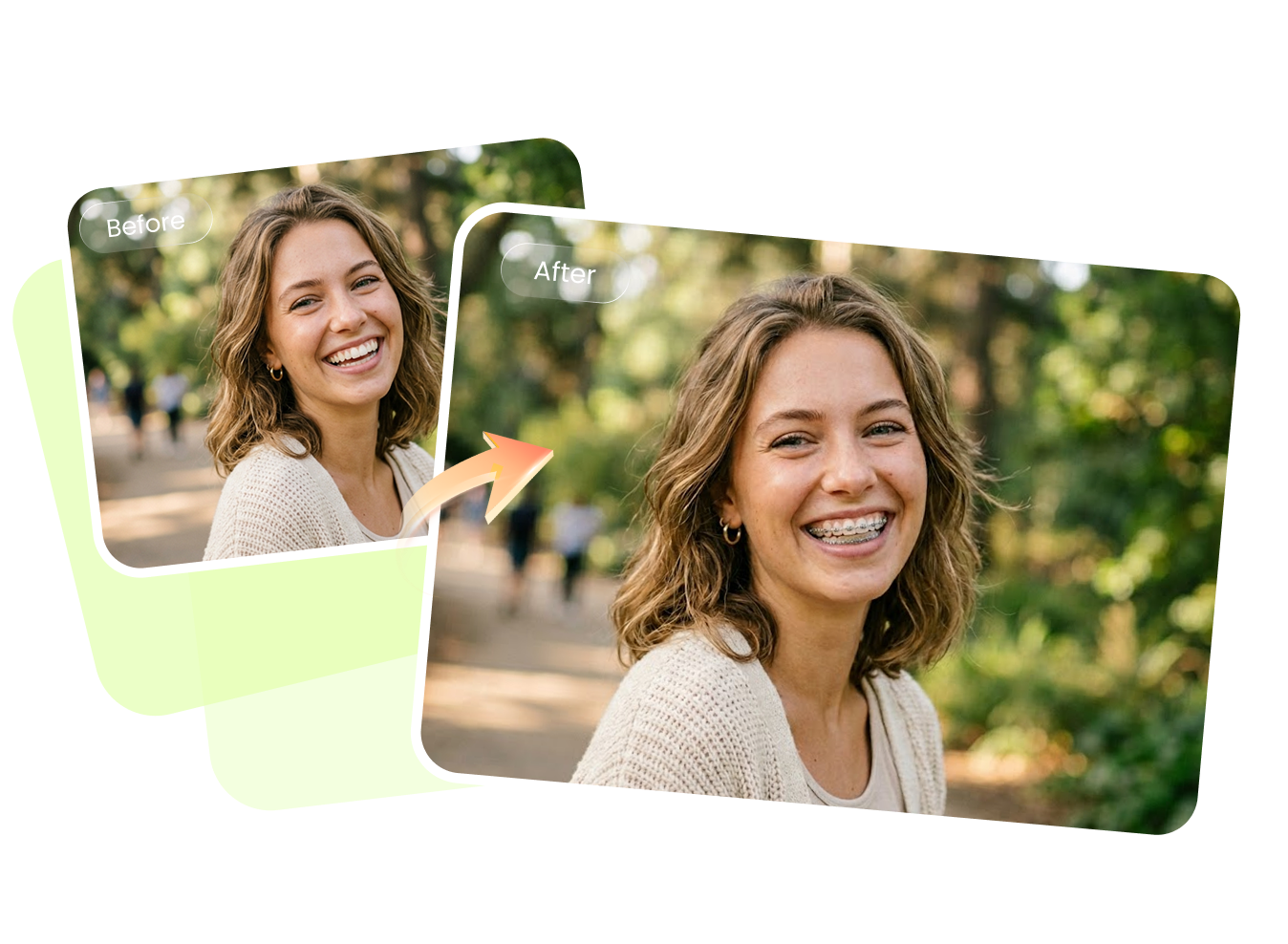 AI braces filter creating engaging photos for social media and dental marketing