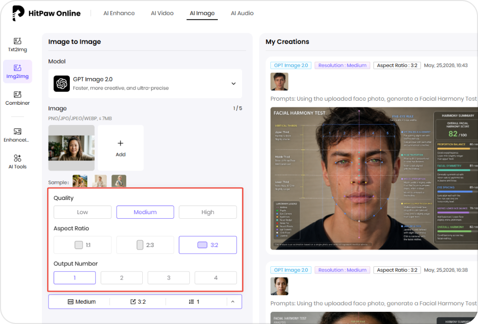 adjust AI facial harmony analysis settings