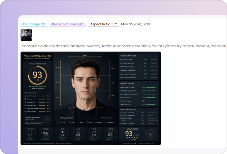 generate golden ratio face calculate