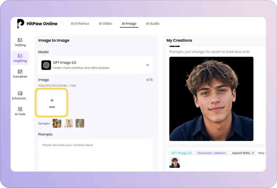 upload your selfie