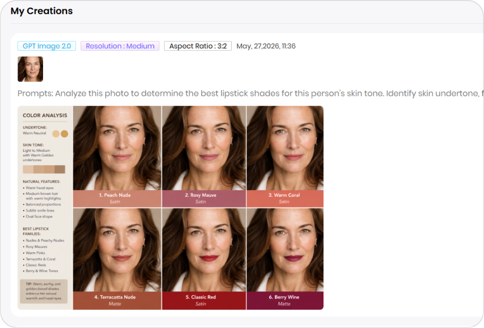 Generate and export lipstick shade results
