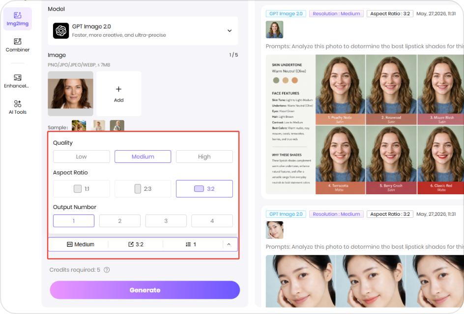 Adjust lipstick shade report settings