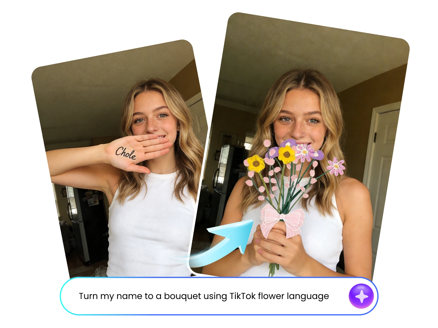 apply tiktok flower name filter to photo
