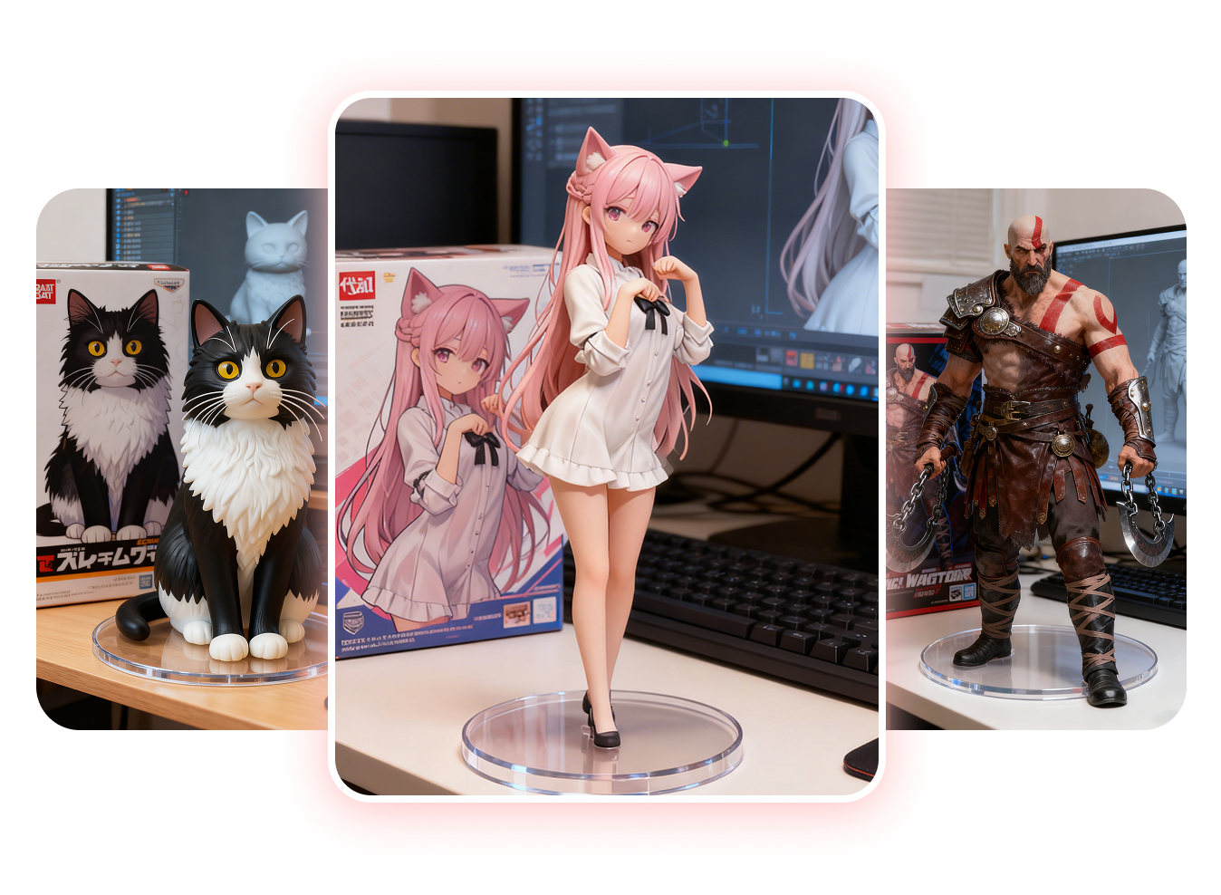 diverse ai action figure 3d styles