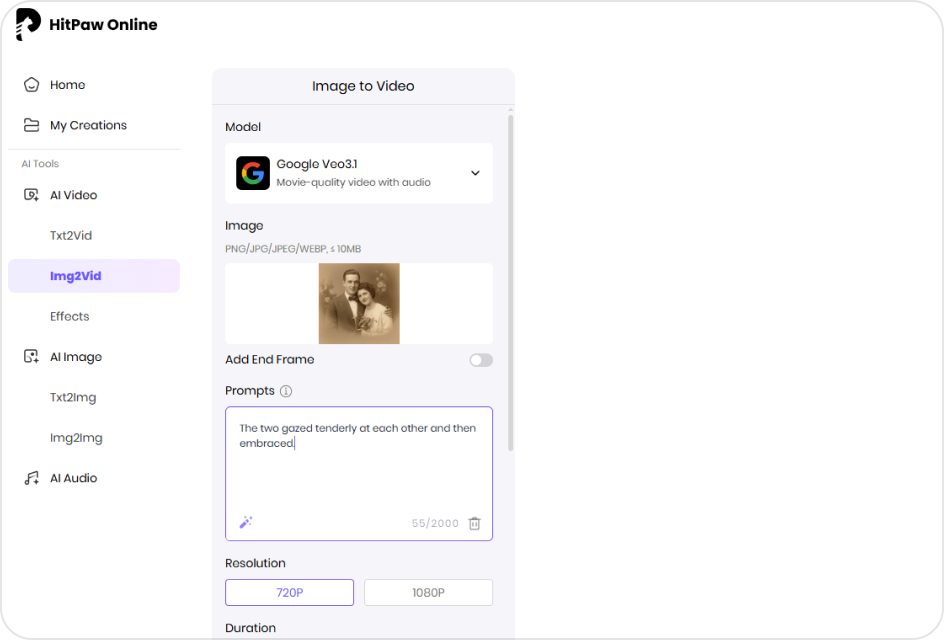 upload image and prompt