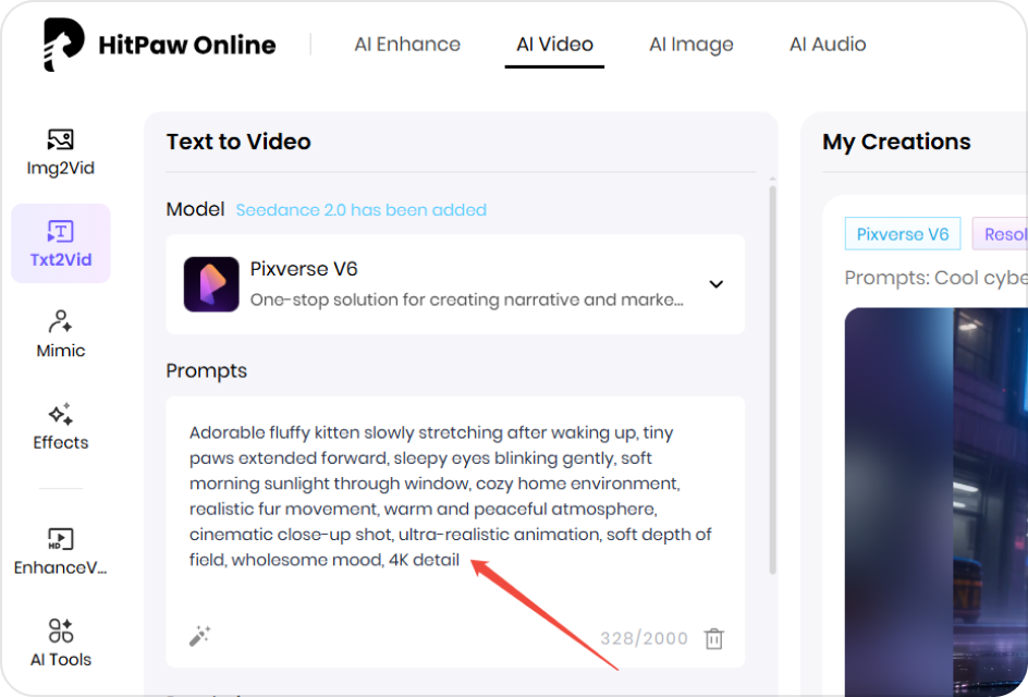 Upload animal image or enter prompt for AI video generation