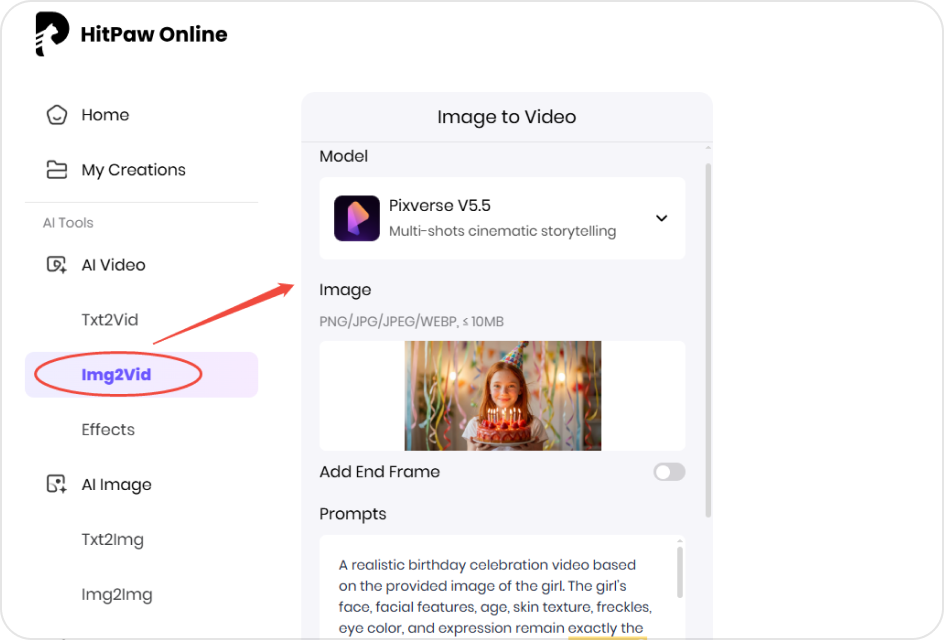 Start creating an AI birthday video with HitPaw
