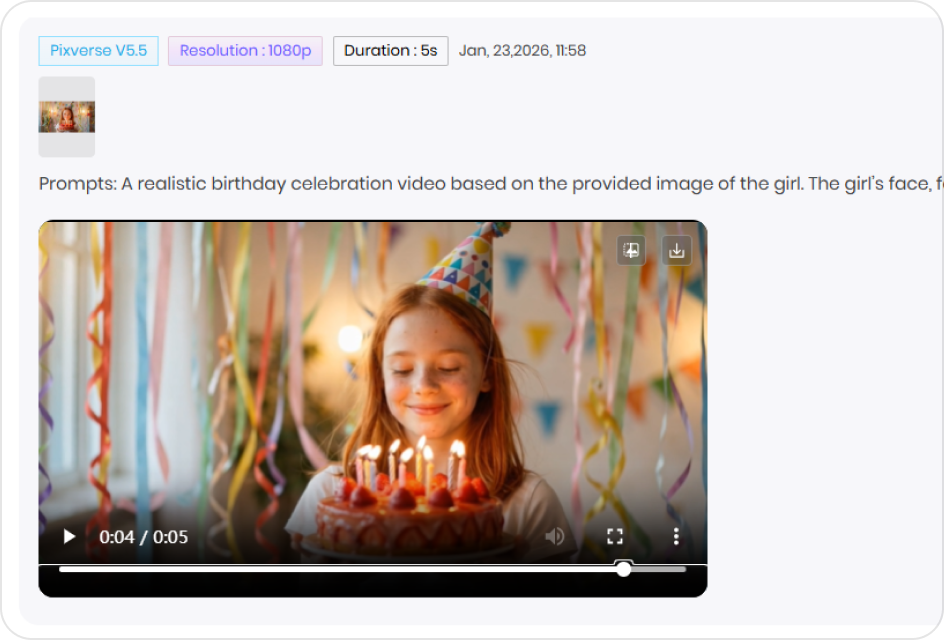 Generate and download an AI birthday video ready to share