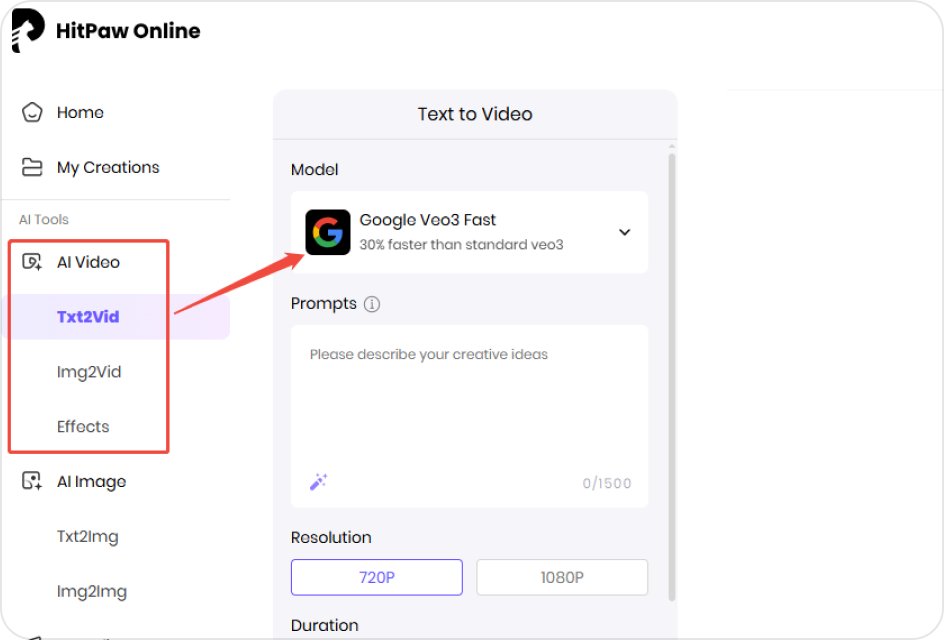 choose ai video mode