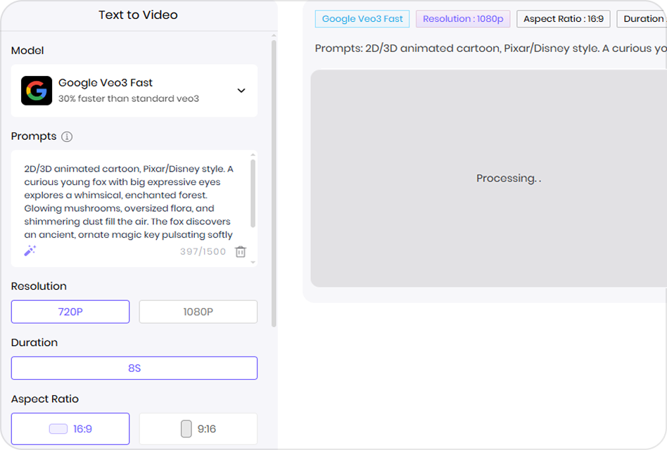 choose cartoon video settings