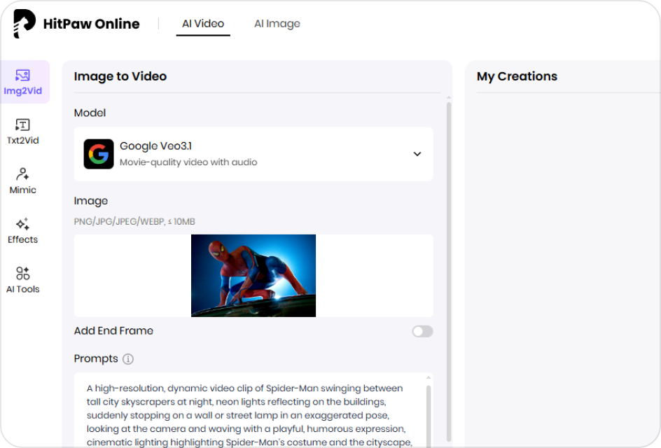 upload image and prompt