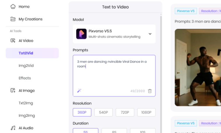 choose dance effect for picture