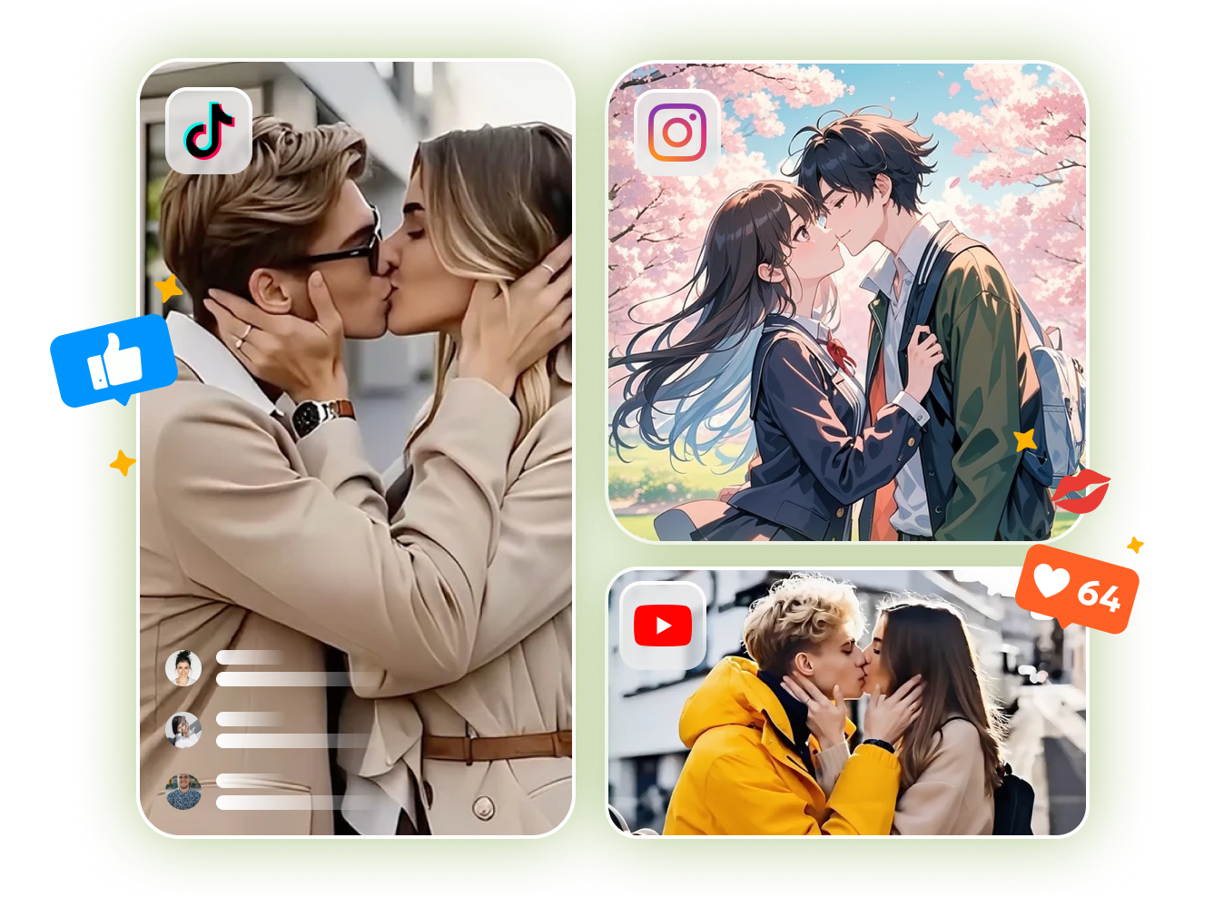 ai french kiss video social media