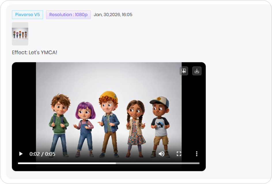 Generate and download AI group dance video