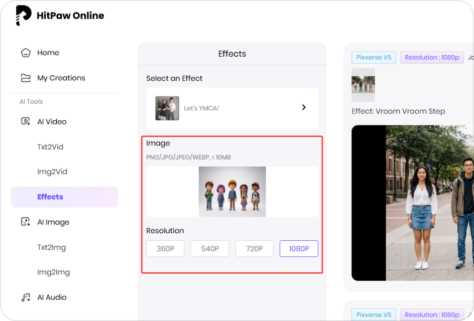 Upload group photo and set video resolution