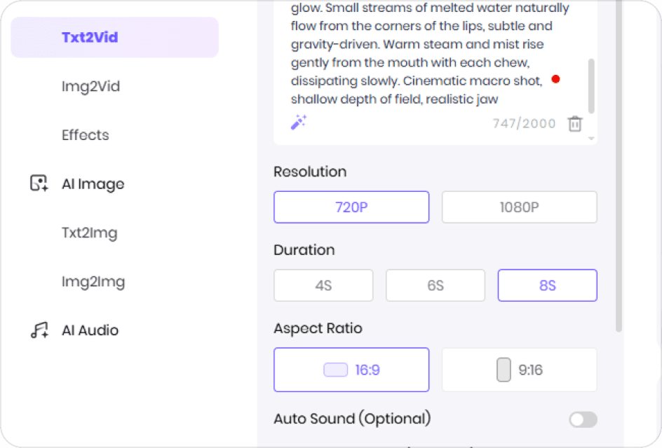customize the AI advertising video