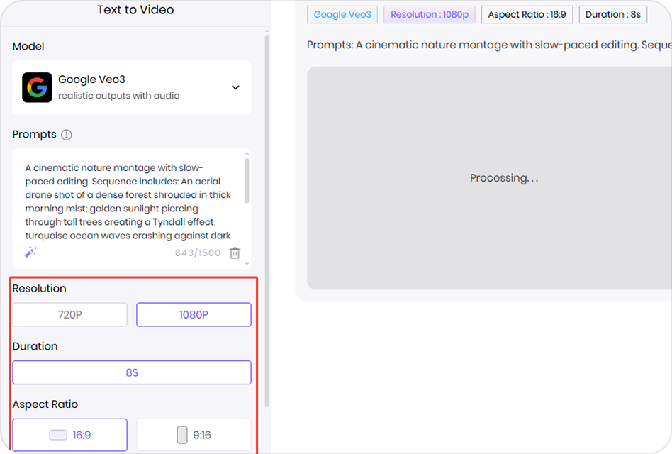 set nature video parameters