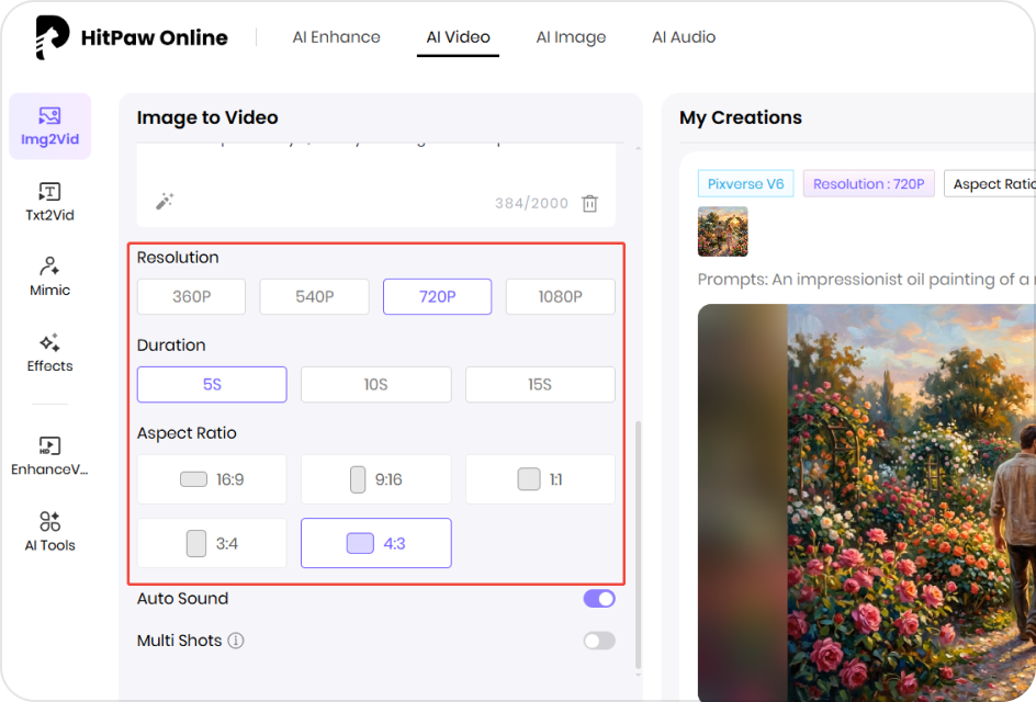 Customize AI oil painting video animation