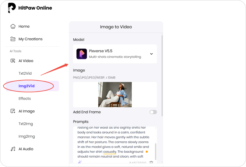Start creating an AI product video with HitPaw