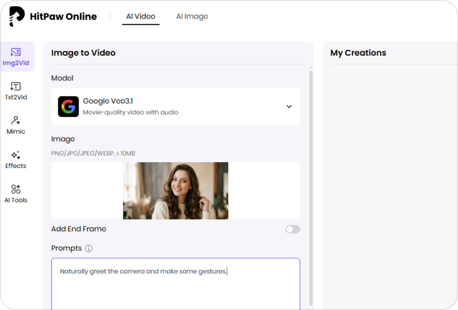 upload image and prompt