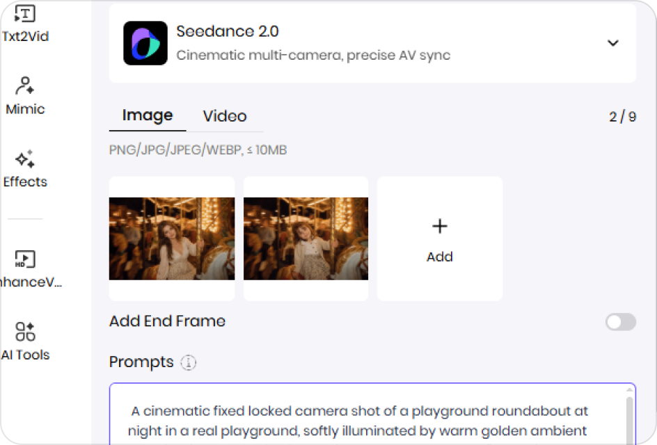 upload image and prompt