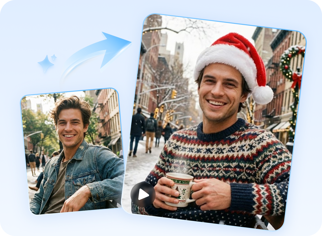 fazer um vídeo de natal com ia usando foto de modelo