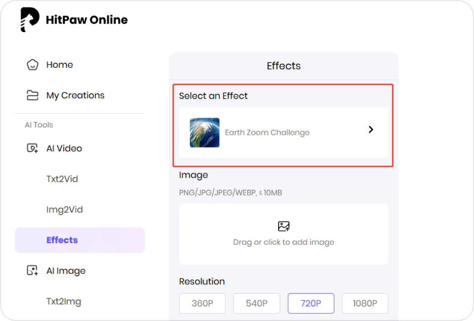 choose earth zoom challenge effect