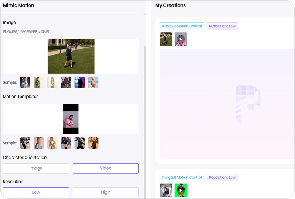 upload mimic video to make dancing
