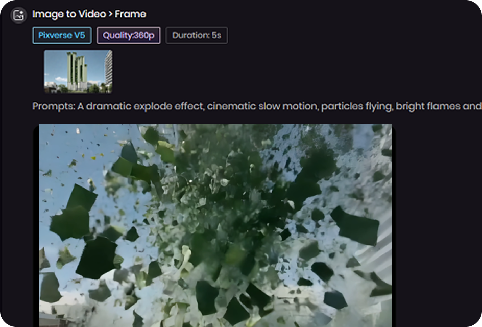 share generated ai explosion video