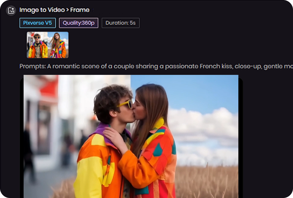share generated ai french kiss video