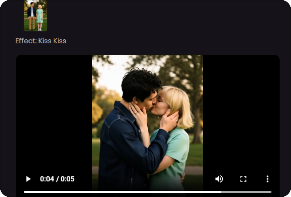 share the generated kiss video on social