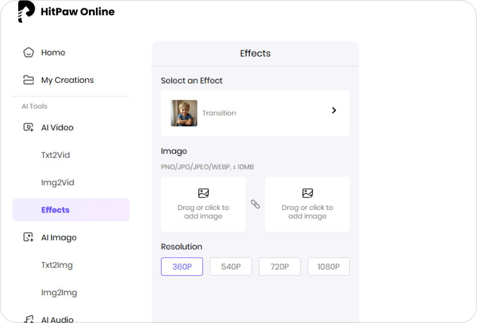 select transition effect