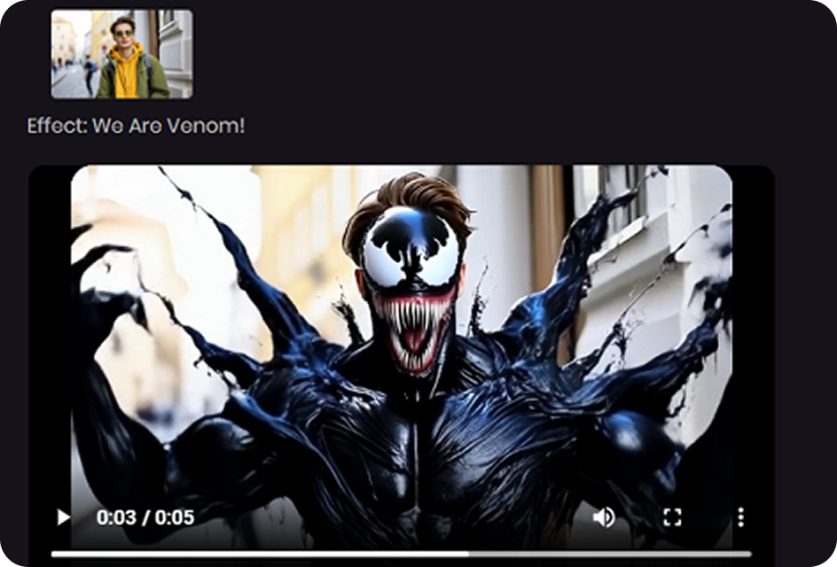 export and share the generated venom video